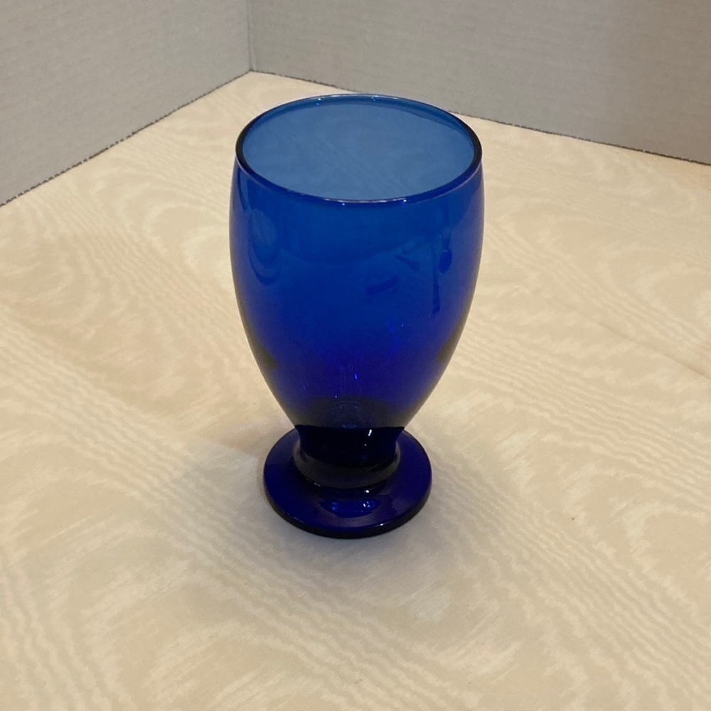 Footed Water Goblet. Measures approximately 5.25”tall by 3” wide